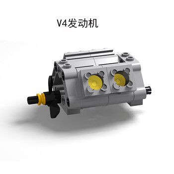 v6科技电动积木v8马达组v10玩具v12汽车变速箱配件模型v4发动机浅灰色