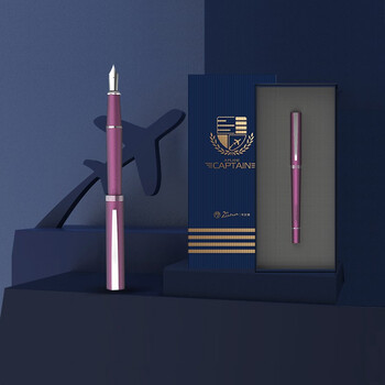 毕加索（pimio）机长系列钢笔 签字笔商务办公送礼 男女毕业礼物 学生成人练字笔0.5mm铱金墨水笔 空姐紫