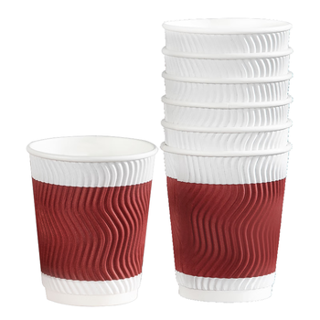 特美居（temeiju）一次性咖啡杯防烫纸杯加厚杯子食品级水杯商务瓦楞茶杯60只不带盖