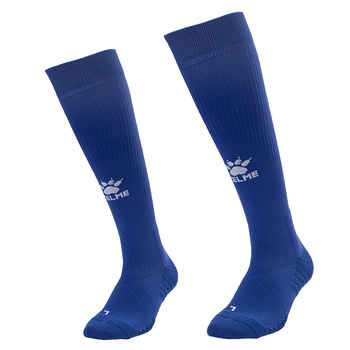 卡尔美（KELME）成人长筒足球袜加厚毛巾底防滑比赛训练运动高筒袜子男 彩蓝