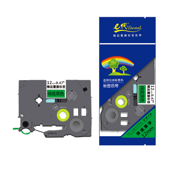 e代标签色带12mm绿底黑字TZe-731适用brother兄弟PT-D210标签机P700打印机D450标签纸打印纸e100