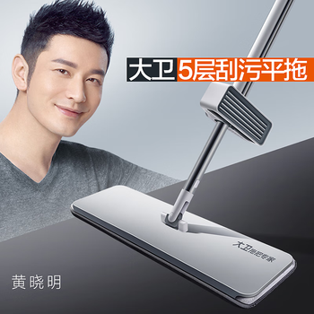 大卫 家用懒人一拖净加长免手洗拖地拖布两用1杆2头 P12-2平板拖把