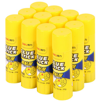 得力20g高粘度12支装快干耐用胶棒PVP固体胶水办公用品7092 5盒起订