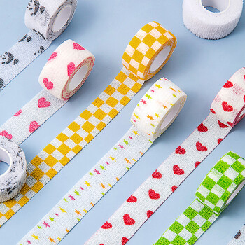 三年二班学生写字护指绷带易撕弹性自粘关节保护套防磨写字握笔器运动固定手指绑带 图案款-5个装