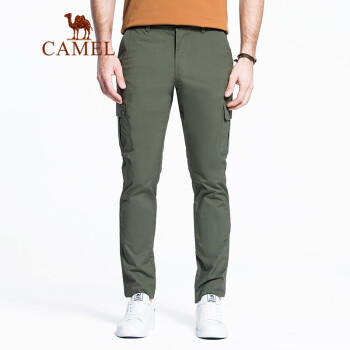骆驼（CAMEL）男装 春季时尚青年棉质直筒中腰宽松休闲裤长裤男 军绿 33