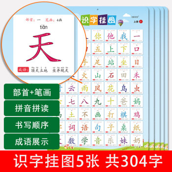 幼儿洪恩识字卡1300一年级生字表识字挂图儿童汉语拼音宝宝学习认知