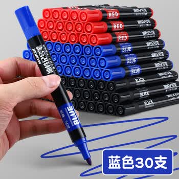 晨光（M&G）【30支】蓝色记号笔快干防水油性墨水大头笔油性记号笔粗杆防水不掉色教学用快递标记笔APMY2223