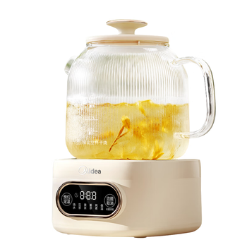 美的（Midea）花漾0胶水全玻璃全自动养生壶 办公室多功能煮茶壶 烧水壶电热水壶煮茶器1L YS10B101妇女节礼物