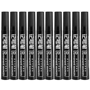 得力思达油性记号笔6821 黑色 10支装 物流记号笔