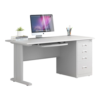 义利德加厚钢制电脑桌办公桌职员桌财务桌工作台四抽办公桌1.4米