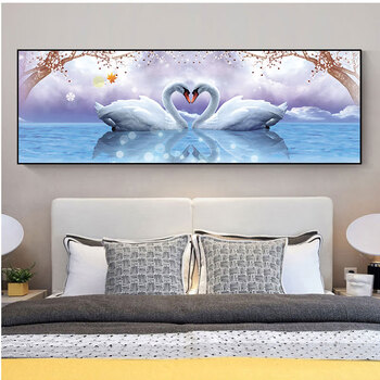 沙发后背墙壁画现代简约卧室床头横幅装饰画主卧温馨房间酒店宾馆客厅