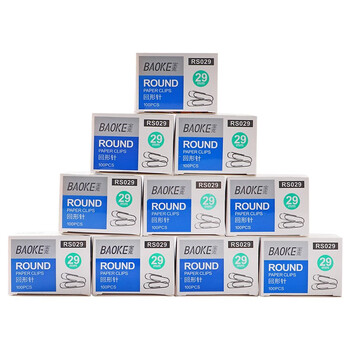 宝克（BAOKE）3c数码全网低价RS029 品质回形针/曲别针29mm 100枚/盒 10盒装 办公用品