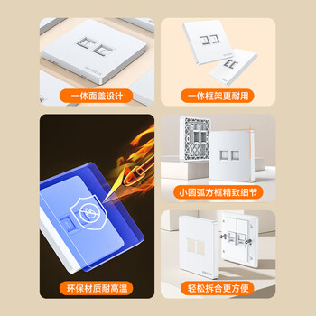 山泽 网线网口网络面板 通用超五/六/七类模块加厚86型面板 适用电脑房间网络插座 二位 WAN-02
