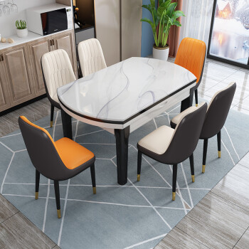 sivir餐桌椅组合 现代简约 大理石餐桌椅组合家用小户型可变圆桌伸缩