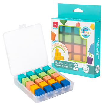 得力（deli）磁性正方体教具几何体磁吸附立方体彩色数学形体儿童拼搭教学教具巴克方块六面磁教材同步开学文具