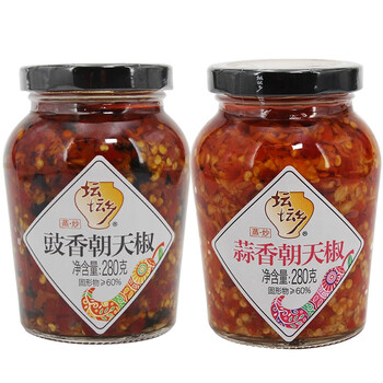坛坛香调味辣椒酱拌饭炒菜蒸鱼调味红辣酱鱼头剁椒豉香和蒜香朝天椒各