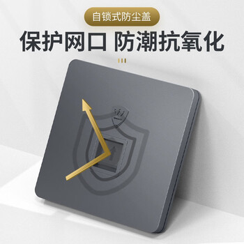 万级 超六类网络面板 一位单口86型网线电脑插座 屏蔽万兆免打模块套装水晶头电脑插孔1-14435灰色 万级 超六类网络面板 一位单口86型网线电脑插座 屏蔽万兆免打模块套装水晶头电脑插孔1-14435灰色