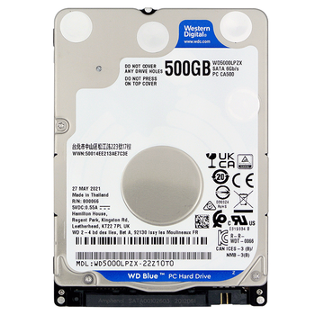西部数据(WD)500GB 笔记本机械硬盘 WD Blue 西数蓝盘 SATA 5400转128MB 7mm 2.5英寸WD5000LPZX