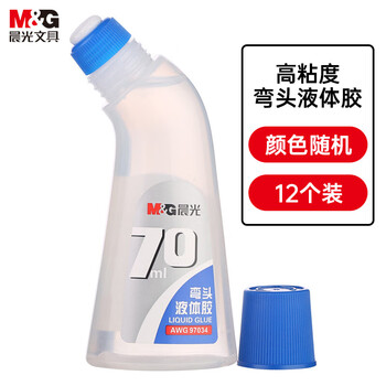 晨光(M&G) 文具70ml高粘度弯头液体胶 学习办公通用胶水 手工黏胶 学生/办公用品 12个装 颜色随机AWG97034