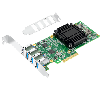 EB-LINK PCIE X4转4口USB3.1扩展卡独立四通道服务器USB视频采集转接卡HUB集线卡工业相机光纤通道卡