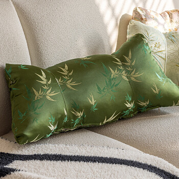 茵尚护腰靠枕中式椅子刺绣坐腰靠垫竹子抱枕办公室久坐神器国风靠背垫