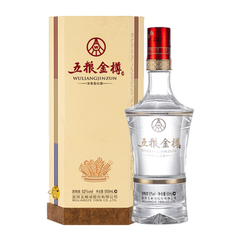 五粮金樽52度白酒浓香型粮食酒礼盒婚宴喜酒宜宾五粮酿造金六棱500ml