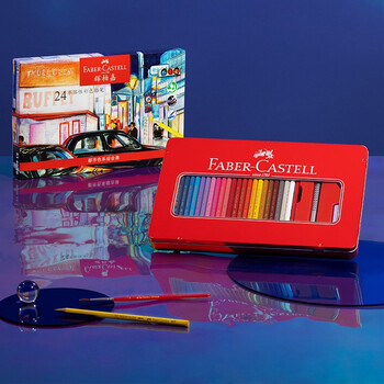 辉柏嘉（Faber-castell）彩铅水溶性彩色铅笔24色组合套装都市色系514026美术写生