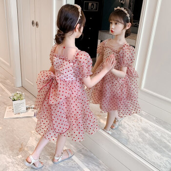 夏装2021新款洋气网红小女孩蓬蓬纱裙子儿童公主裙夏季粉色140cm140cm
