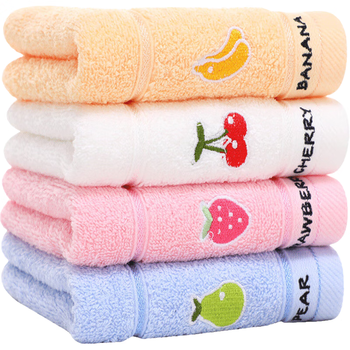洁丽雅（Grace）儿童洗脸毛巾家纺 100%纯棉毛巾家用舒适柔软水果童巾面巾 四条装