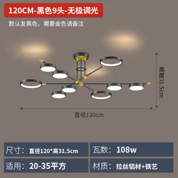 客厅现代简约卧室吸顶灯2021年新款北欧轻奢灯具组合全屋套餐黑9头