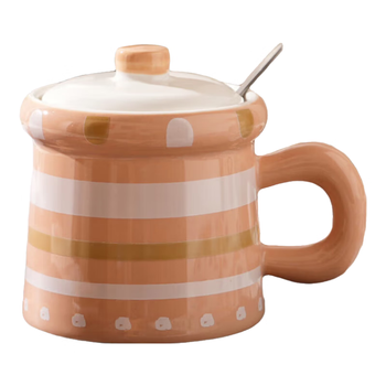 贝瑟斯陶瓷马克杯带盖喝水杯子复古咖啡杯泡茶杯早餐牛奶杯高颜值伴手礼