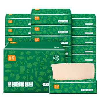 竹妃 zofee 厨房用纸抽纸吸油纸 2层70抽*20包竹浆本色擦手纸洗碗纸 