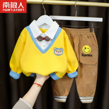 洋气婴儿衣服帅气男孩一周岁宝宝春秋装分体套装网红时尚潮童装黄色73