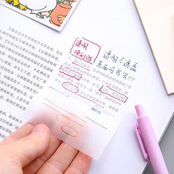 誉禾透明便利贴标签贴学生可撕便签贴留言记事贴分类标记贴防水手帐贴n次贴便签纸2本装 5188