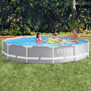 intex新26720圆形管架水池组游泳池家庭泳池戏水池可移动折叠别墅养