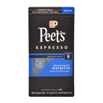 Peet's Coffee皮爷peets胶囊咖啡强度9微量咖啡因精粹浓缩法国进口53g(10*5.3g)