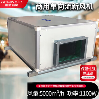 莱茵新风 商用新风系统娱乐场所工装机地下室商场超市新风换气机室内抽风送风一体管道风机 单向流5000风量