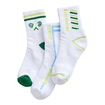 kawasaki川崎羽毛球袜运动童袜浅草青B6603（三双装）