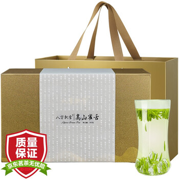 八窨飘雪绿茶茶叶礼盒 2026新春茶雀舌特级明前高档四川毛尖送礼品袋300g