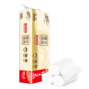 清风 卫生纸 原木纯品卷纸2kg(4层12卷/提*2)可湿水 包装随机B01CLCB2