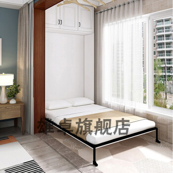 雄卓 壁床隐形床现代简约阳台客厅单人下翻床多功能靠墙折叠床衣柜