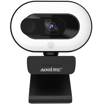 奥尼（aoni）直播摄像头 高清美颜 直播带货 触控三挡补光灯 台式笔记本USB接口免驱动即插即用 A60