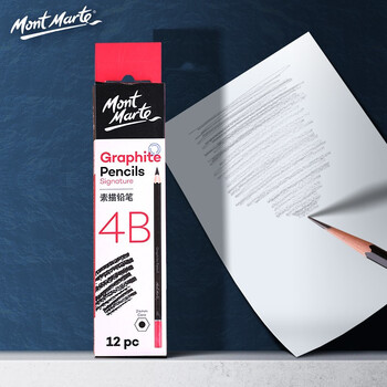 蒙玛特(Mont Marte)4b素描铅笔12支盒装 美术绘画笔速写笔学生初学素描笔 练习写生画画专用画笔PNX0003美术写生