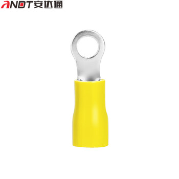 安达通 绝缘端子 O型预绝缘端子冷压接线端子欧式预绝缘铜鼻子端子 RV3.5-6黄色