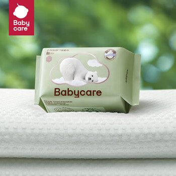 babycare绵柔巾小熊巾 婴儿一次性洗脸巾80抽*4包BC2104029(新老包装随机)