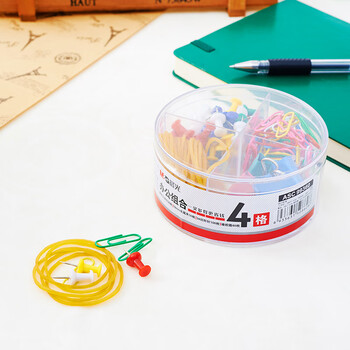 晨光（M&G）办公品套装(19mm长尾夹10枚彩色工字钉50枚回形针100枚橡胶圈40枚)/盒ASC99360