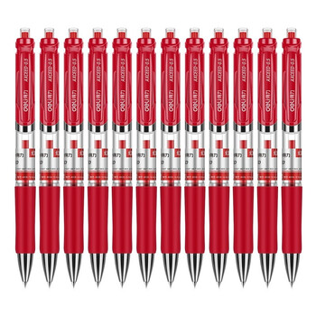 得力（deli）S01 0.5mm按动中性笔子弹头签字笔 红色【36支/组】