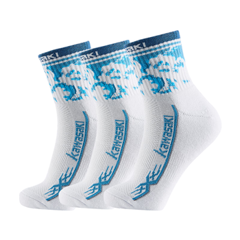 kawasaki川崎羽毛球袜袜子男毛巾底跑步运动短袜6103（三双装) 蓝色 均码 