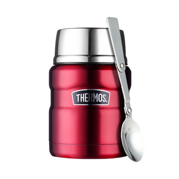 膳魔师（THERMOS）焖烧杯470ml 保温饭盒保温杯 带勺子真空焖烧罐 SK-3000 酒红