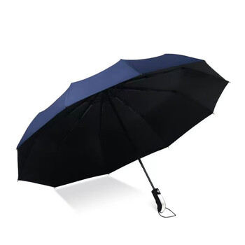 鲁凤来- 全自动雨伞 商务便携三折遮阳伞十骨一键开收晴雨伞 藏青色 5把